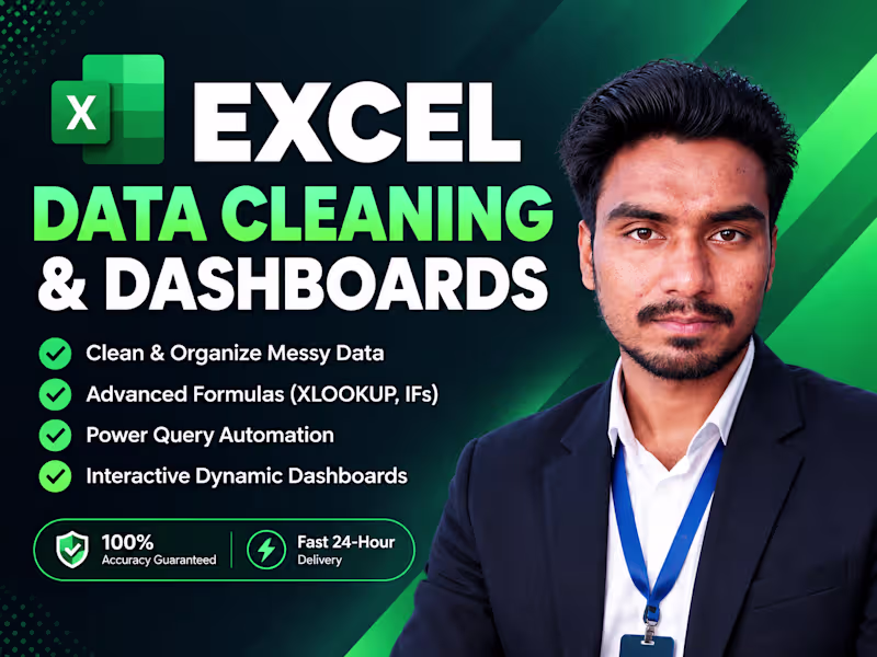 Cover image for Excel Data Cleaning, Formatting, Formulas & Dashboards