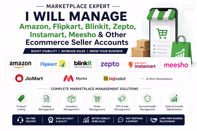 Cover image for I'll manage amazon, flipkart or ecommerce seller account
