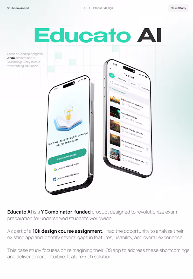 Cover image for EDUCATO AI | Mobile App | UI/UX Case study