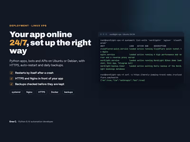 Cover image for Deploy Your Python App or Bot on a Linux VPS with HTTPS