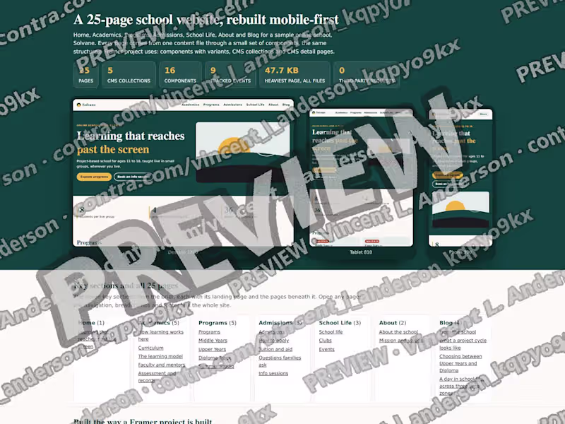 Cover image for 25-page CMS-ready school website system