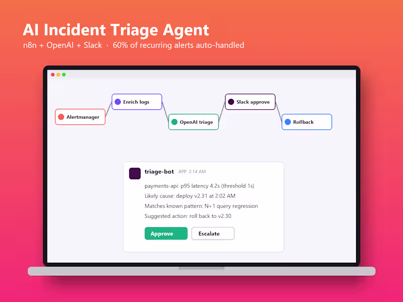 Cover image for AI incident triage agent for a SaaS platform team (n8n + OpenAI)