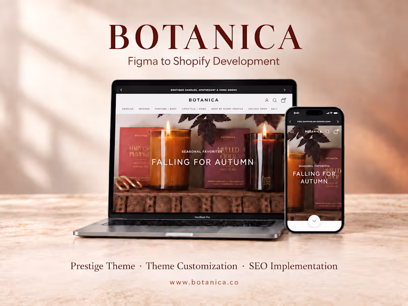 Cover image for Botanica | Figma to Shopify Development Botanica is a candle...