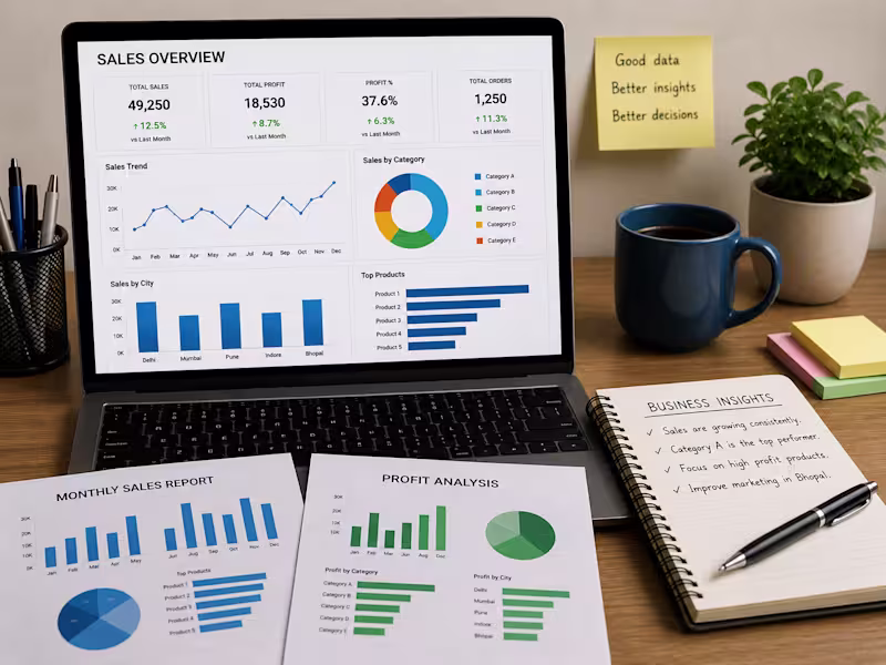 Cover image for Excel & Power BI Dashboards with Business Insights