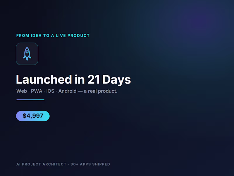 Cover image for Idea to Launch — Market-Ready SaaS (Web, PWA, iOS, Android)
