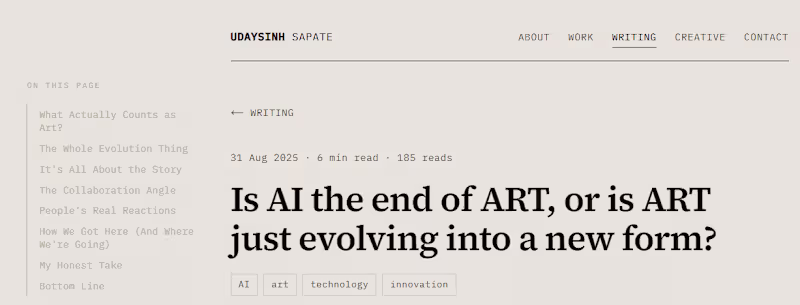 Cover image for A collaborative blog on the role of AI in art.