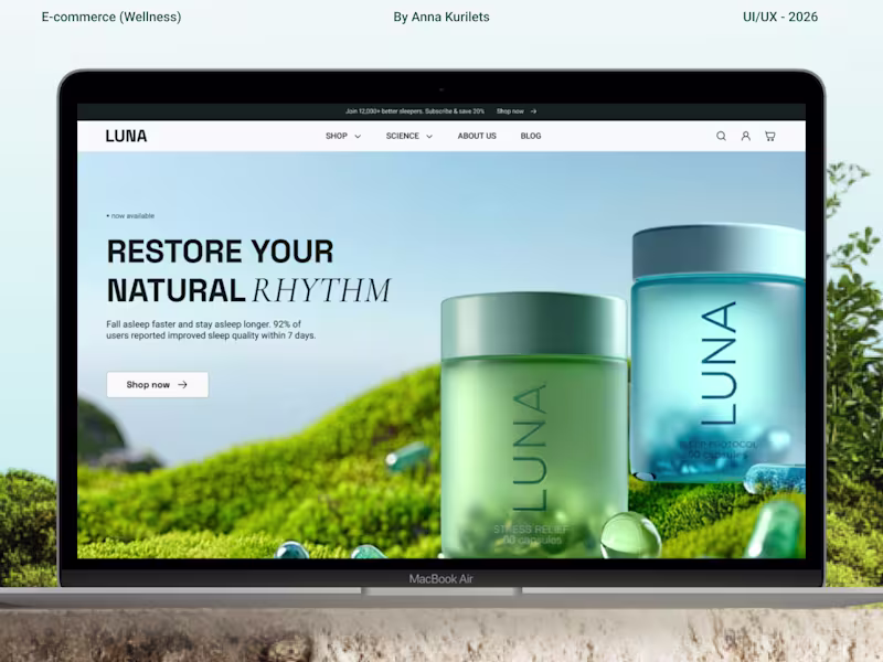Cover image for E-Commerce UX/UI Design for LUNA Wellness