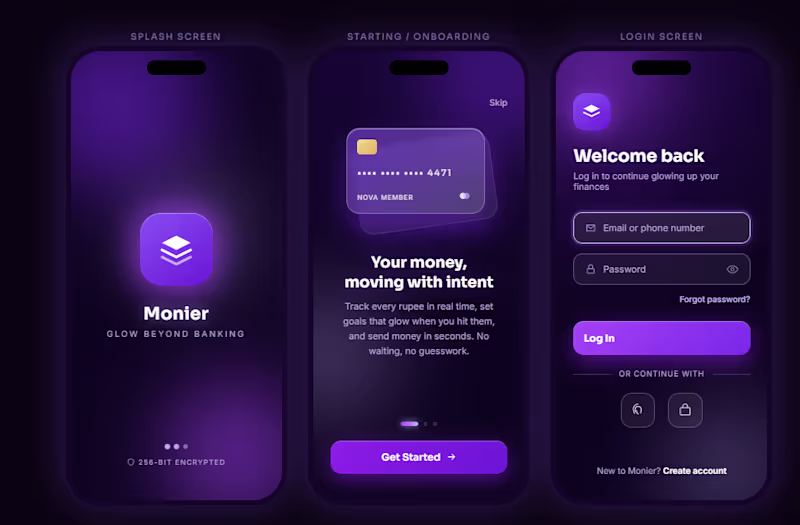 Cover image for Monier Glassmorphic Fintech App That