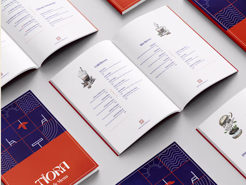 Cover image for Tiora Café and Restaurant Menu Design