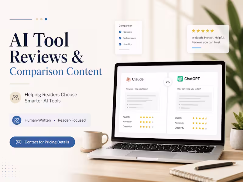 Cover image for AI Tool Reviews & Comparison Content
