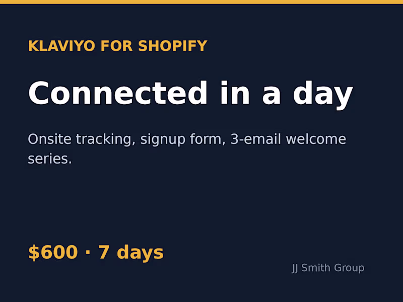Cover image for Klaviyo Setup for Shopify: Connect, Forms, Welcome Series