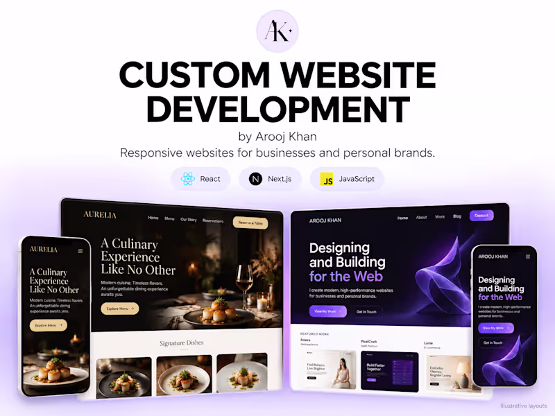 Cover image for Custom Website Development with React & Next.js