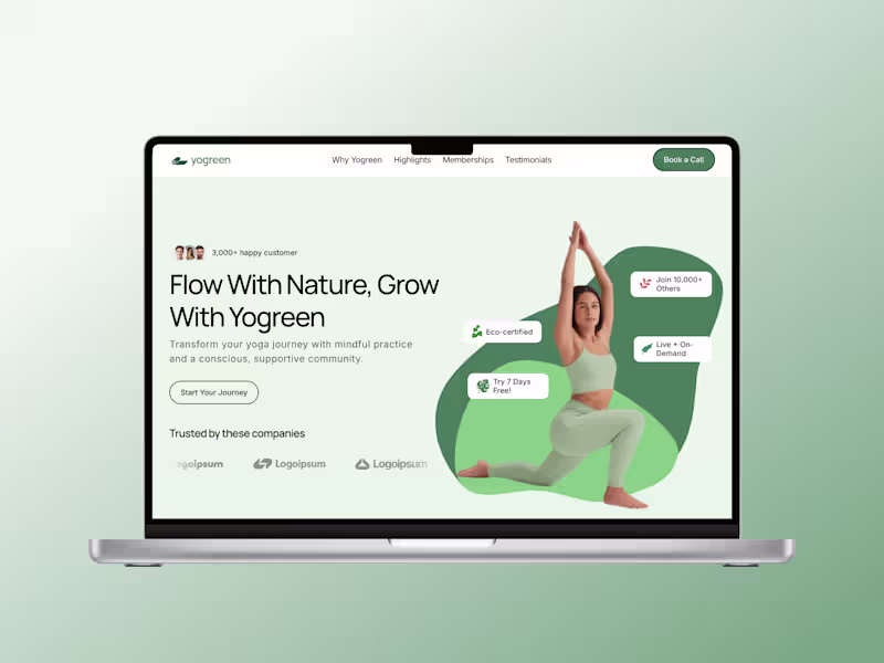 Cover image for YoGreen - Sustainable Yoga & Wellness Framer Website