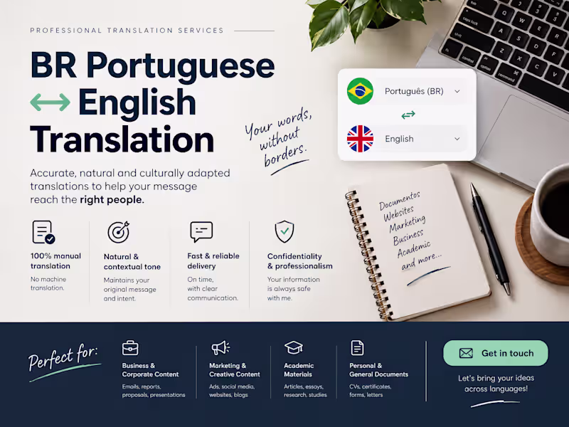 Cover image for BR Portuguese ↔ English Translation
