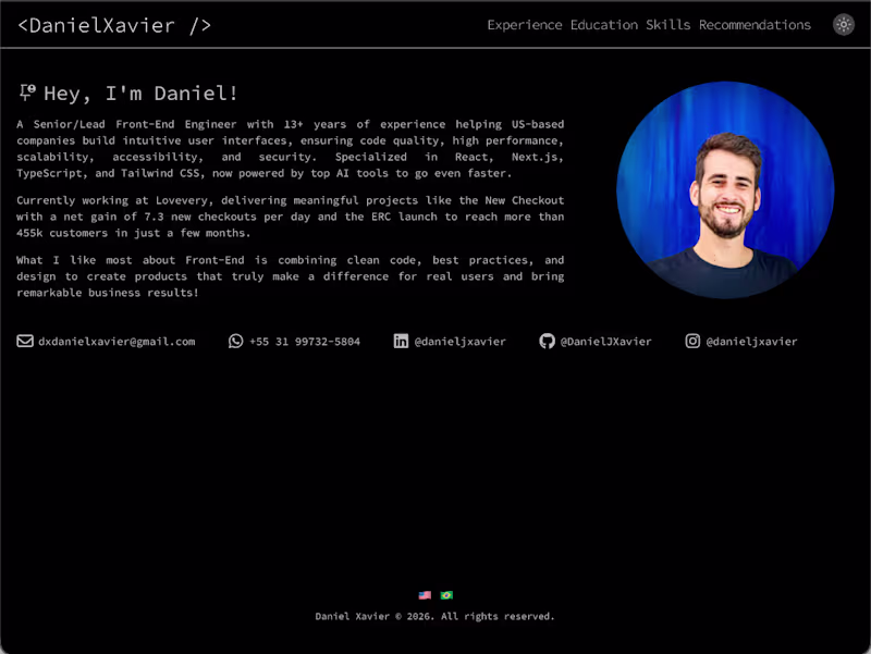 Cover image for <DanielXavier /> (https://www.danielxavier.dev/en)