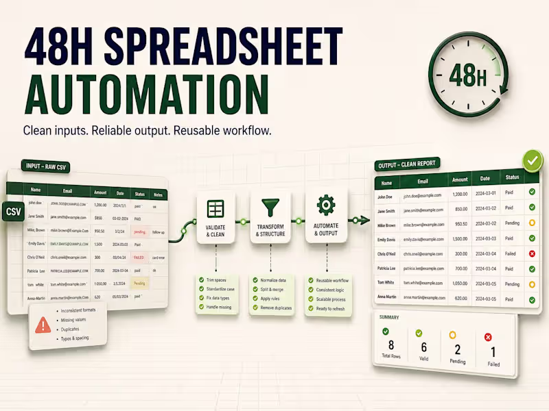 Cover image for 48-Hour Spreadsheet Automation