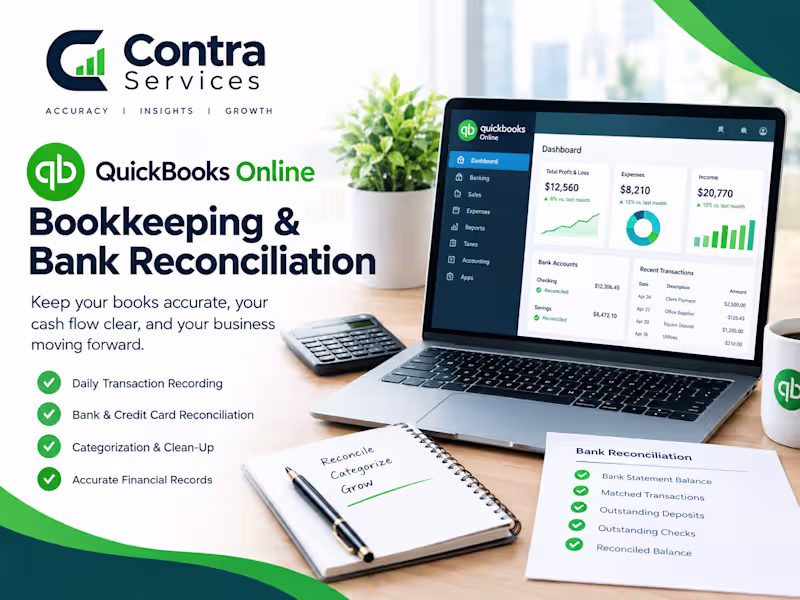 Cover image for QuickBooks Online Bookkeeping & Bank Reconciliation