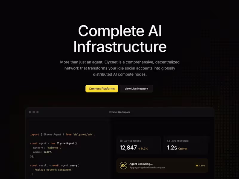Cover image for Elyxnet — Decentralized AI Infrastructure