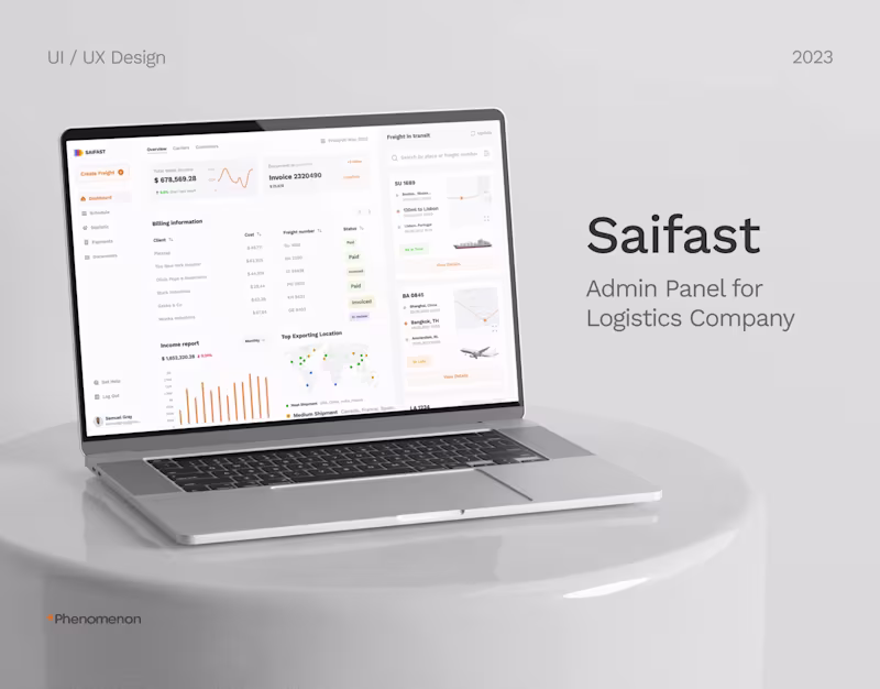 Cover image for ↗️ SAIFAST - LOGISTIC WEB APP DASHBOARD UI DESIGN