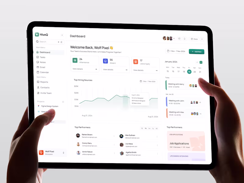 Cover image for HiveQ | HR Project Management Admin Dashboard UI/UX