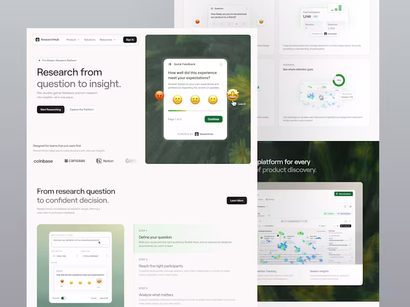 Cover image for ResearchHub Landing Page Design