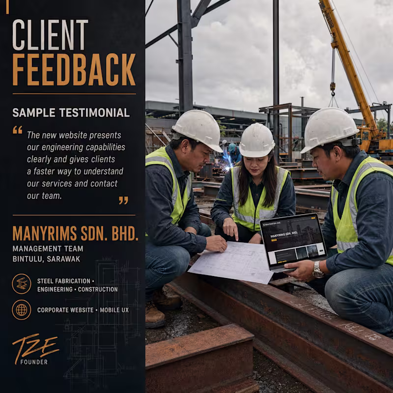 Cover image for Industrial website testimonial concept created