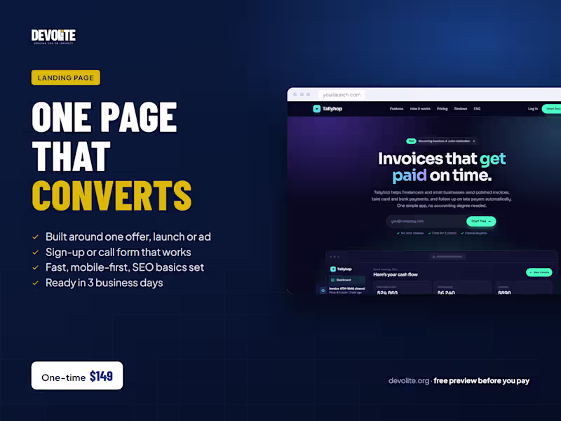 Cover image for High-converting landing page, ready in 3 days