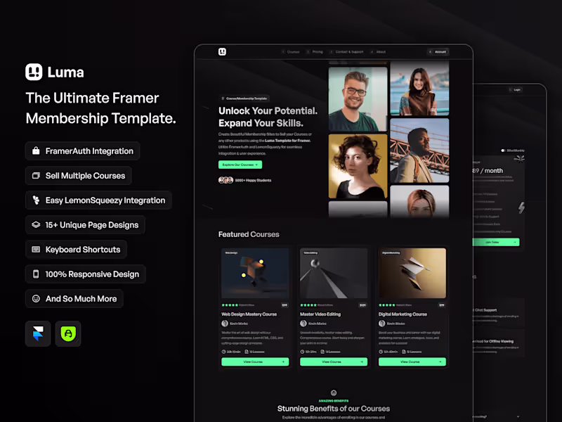 Cover image for Luma - The Ultimate Membership Template for Framer!