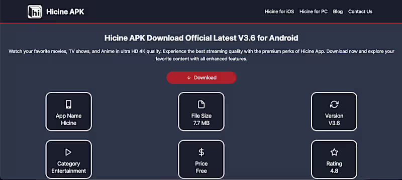 Cover image for WordPress Site: Hicine APK Download