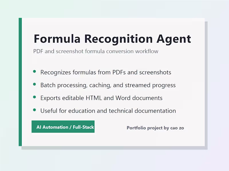 Cover image for Formula Recognition Agent