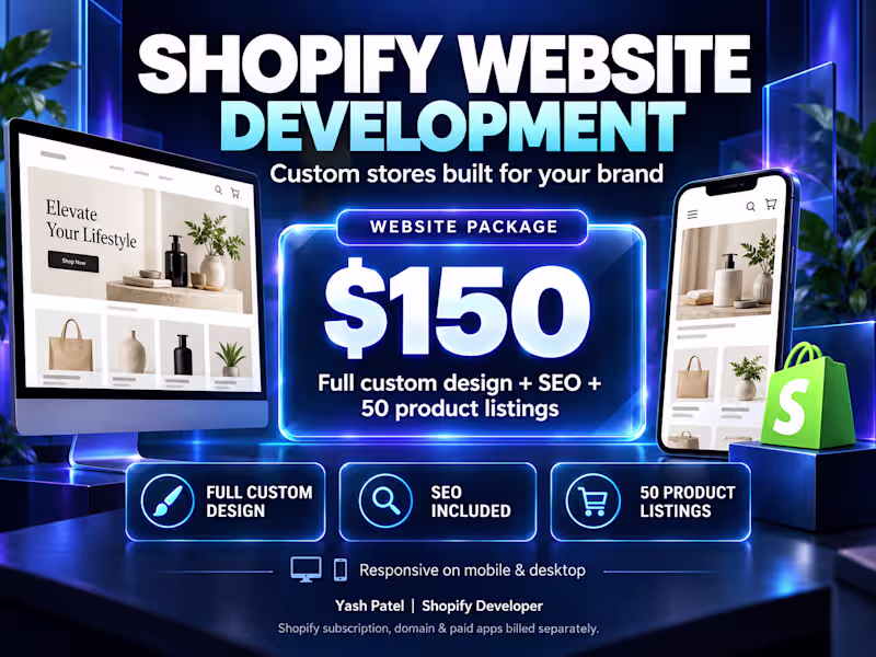 Cover image for Custom Shopify Store Design & Development with SEO