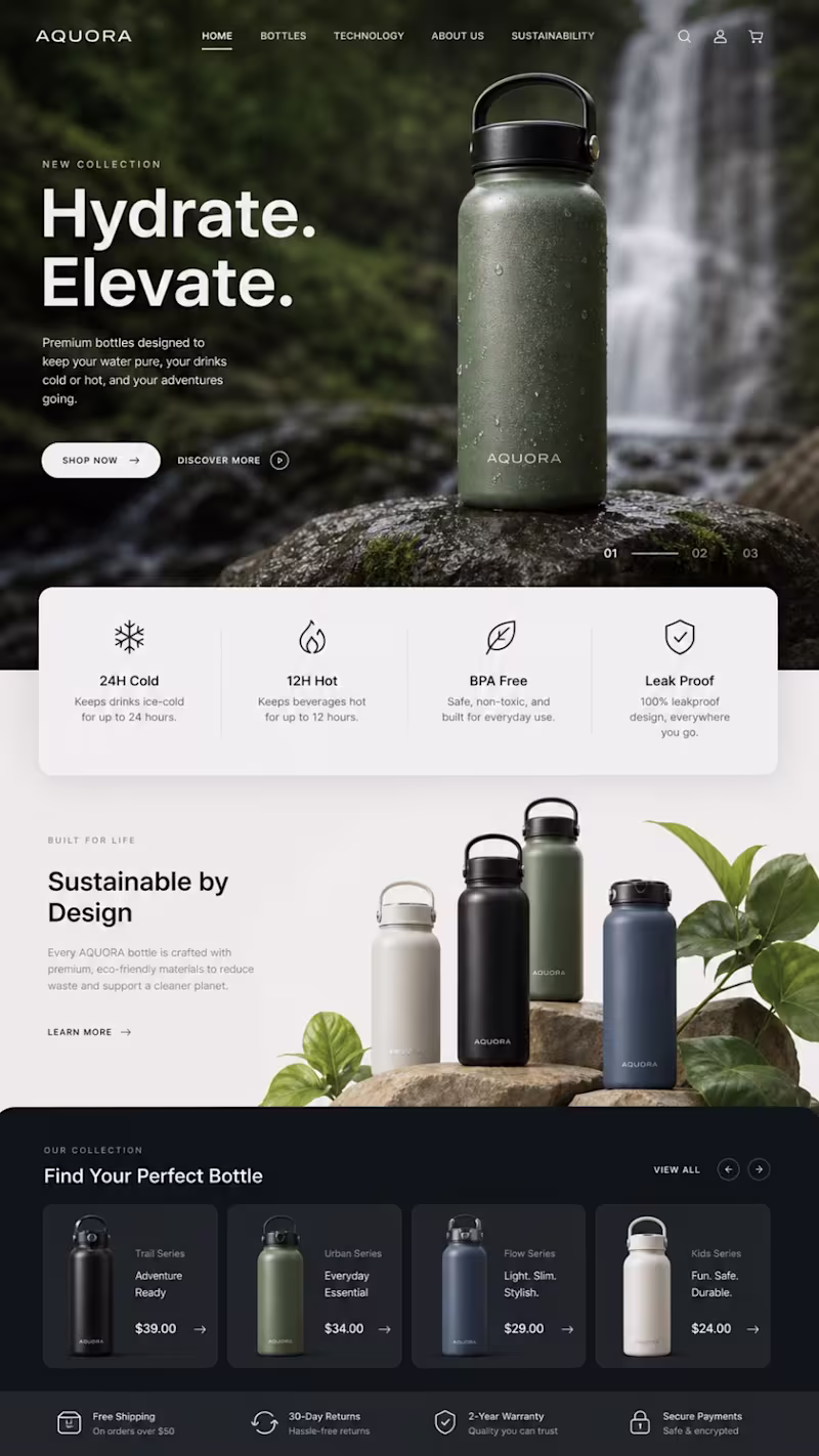 Cover image for Custom e-commerce website — AQUORA