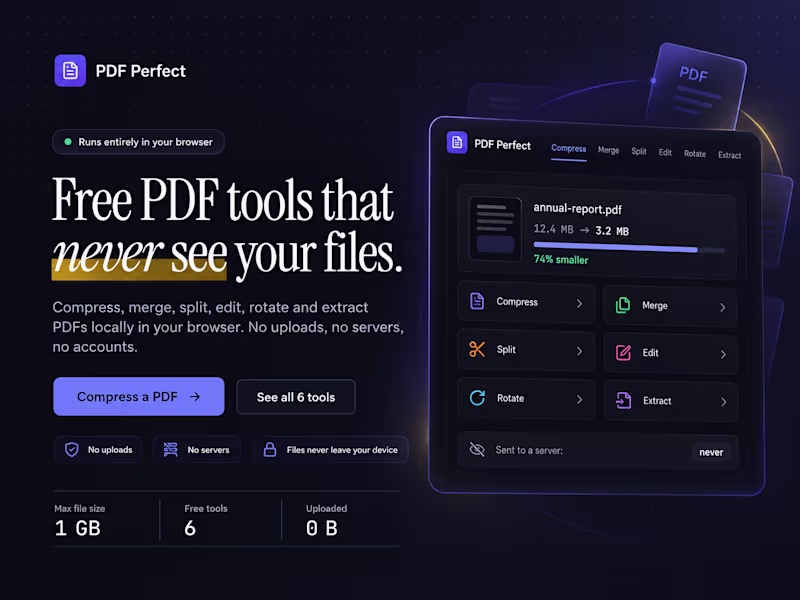 Cover image for PDF Perfect. Private Browser-Based PDF Tools