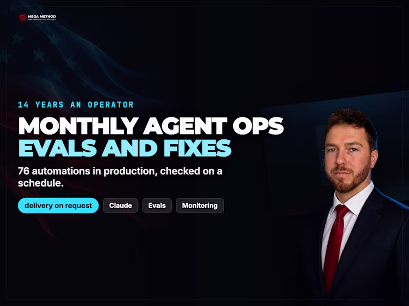 Cover image for I Keep Your Agents Running. Monthly Ops, Evals & Fixes