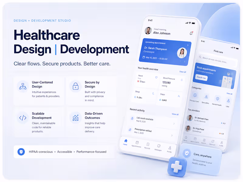 Cover image for HEALTHCARE APP DESIGN | DEVELOPMENT 