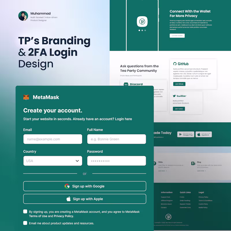 Cover image for TP's Branding & 2 Factor Authentication Login Design