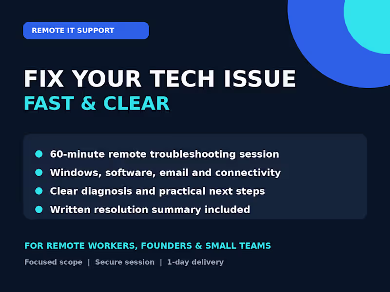 Cover image for Remote IT Support & Troubleshooting Session