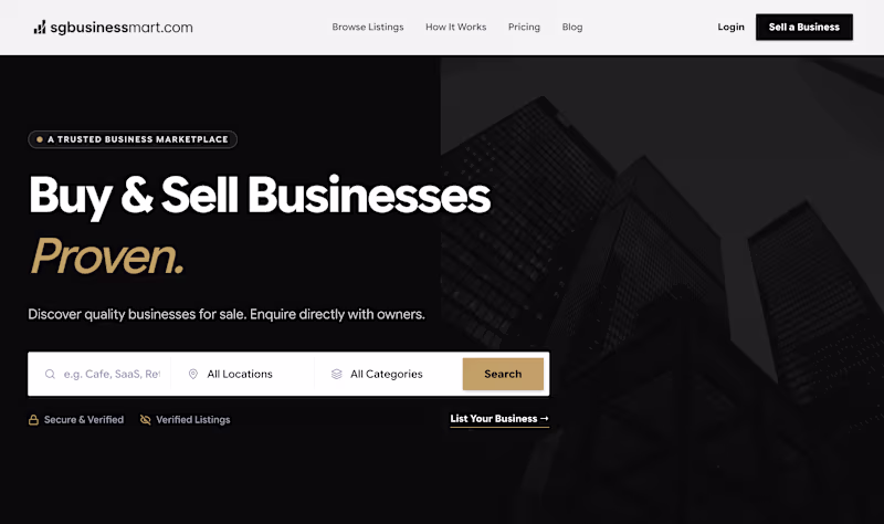 Cover image for Built a Singapore business-for-sale marketplace