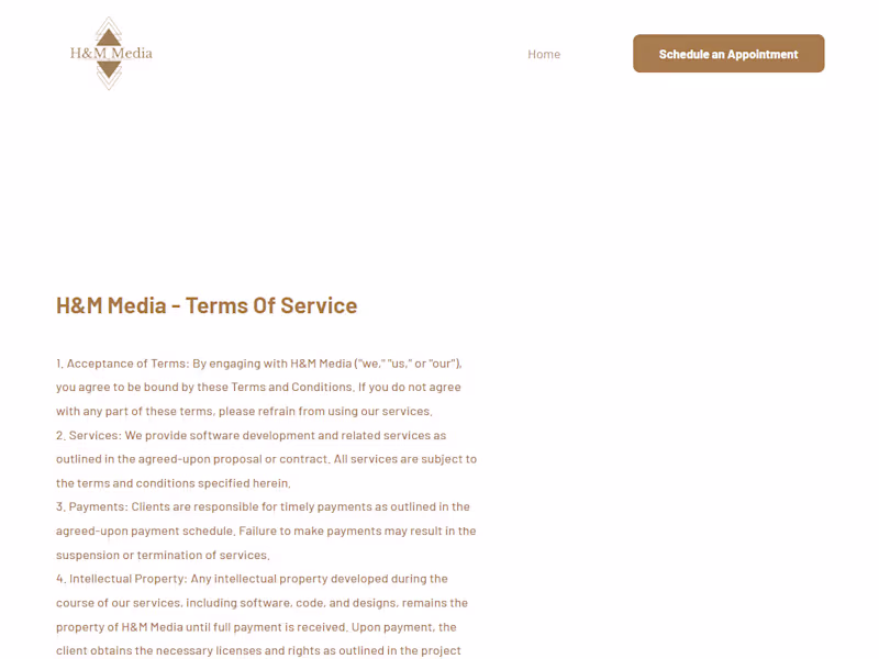 Cover image for Terms and Service Page