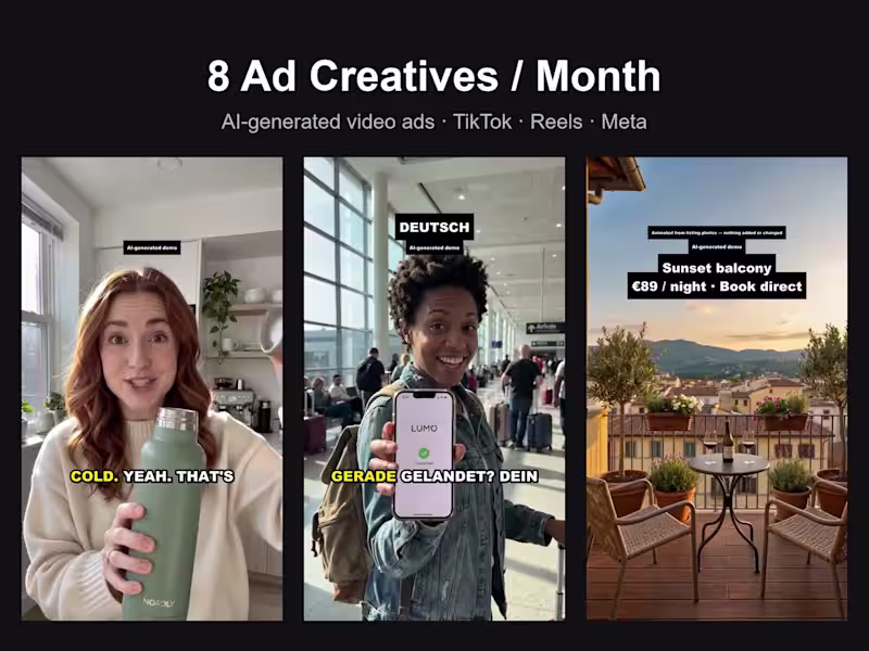 Cover image for  Monthly AI Ad Creatives – 8 Videos