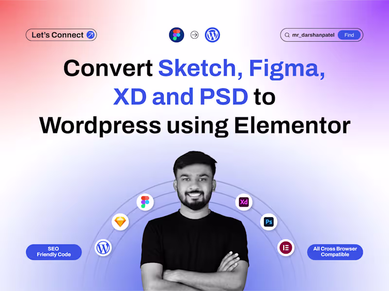 Cover image for I will convert Figma, XD, PSD to WordPress using Elementor