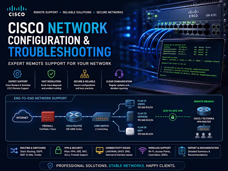 Cover image for Cisco Network Configuration & Troubleshooting