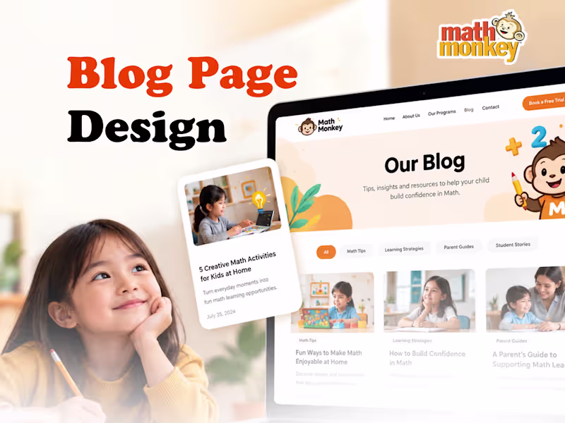 Cover image for Math Monkey — Educational Blog Page Design