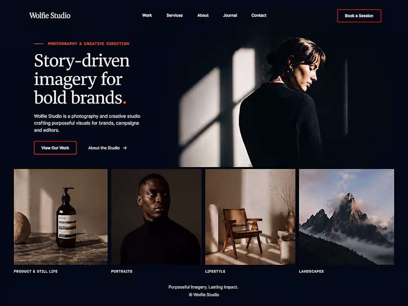 Cover image for Wolfie Studio creative website design