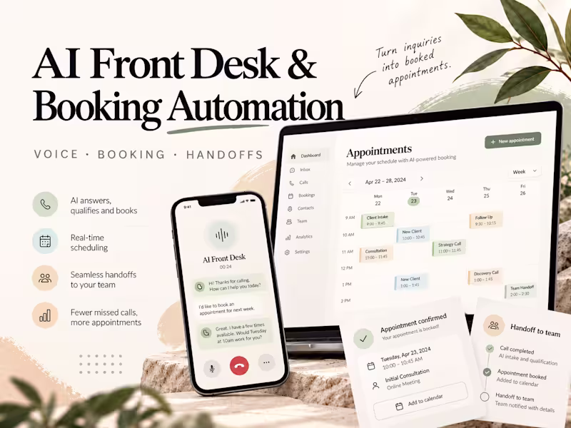 Cover image for AI Front Desk & Booking Automation
