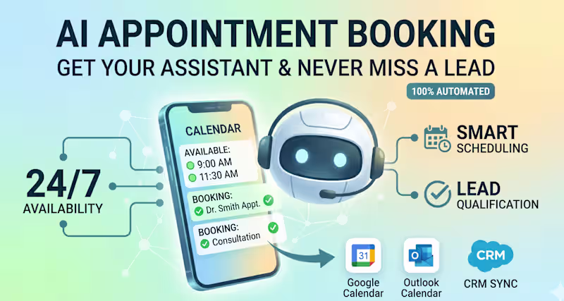 Cover image for AI appointment booking assistant to schedule clients 24/7.