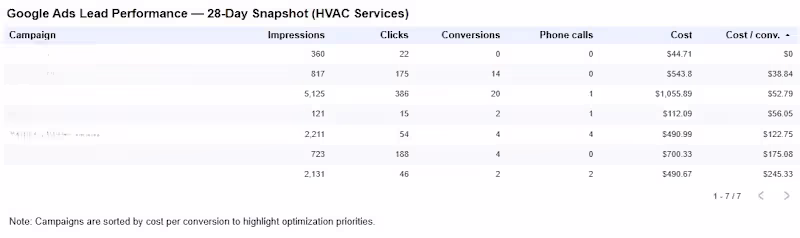 Cover image for Google Ads Lead Performance —