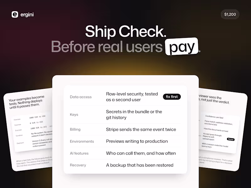 Cover image for Ship Check: Production Audit for Lovable, Bolt and Replit Apps