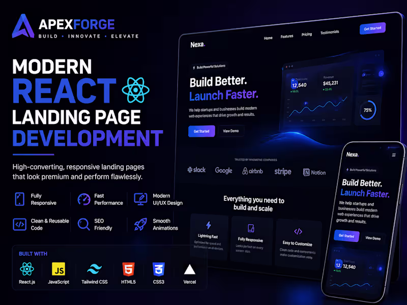 Cover image for Modern React Landing Page Development