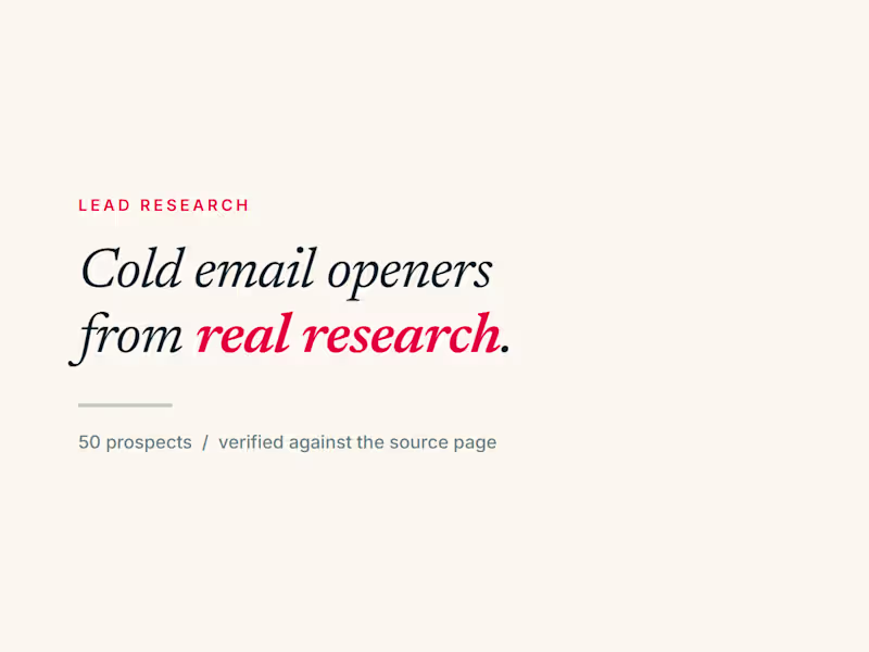 Cover image for Personalized cold email openers from real site research